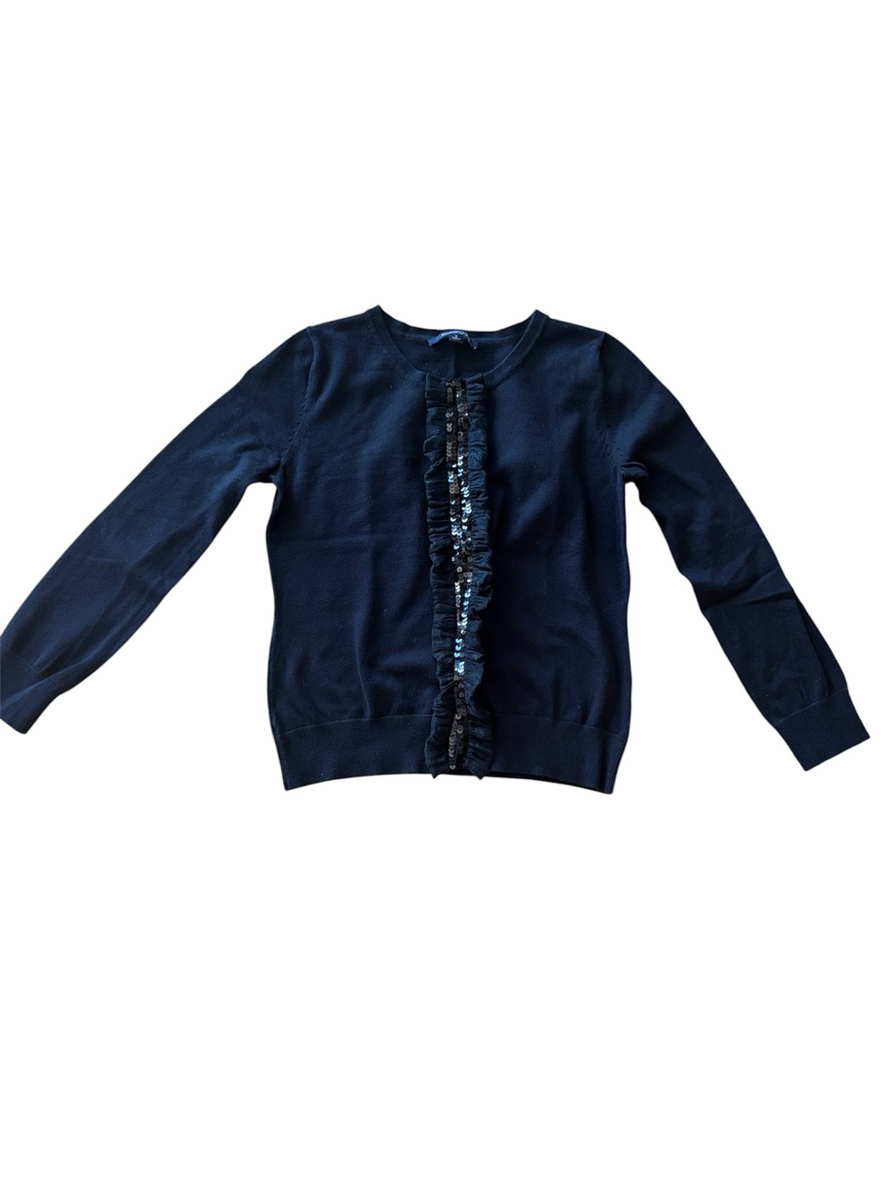 Chadwick’s Black Ruffle Front Cardigan Sweater